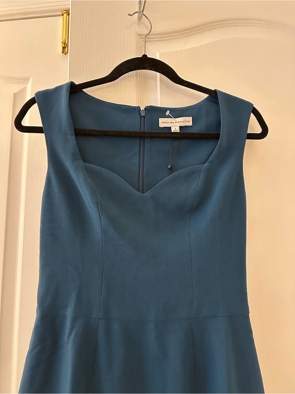 Dress the Population Teal Square-Neck Sheath Dress - Picture 4 of 6